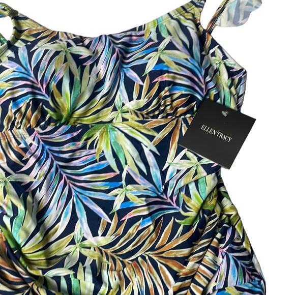 NWT Ellen Tracy Tropical Palm Leaf One Piece Suit Size 14 - Picture 5 of 9